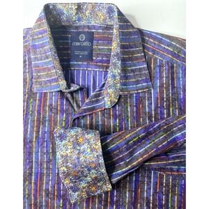 Marcello XL Psychedelic Striped Button Up Shirt Y2K Abstract Clubwear